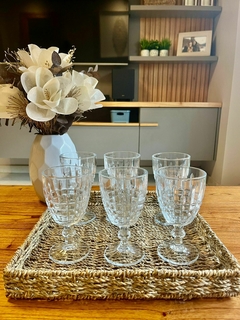 Copas de vidrio labradas cuadros x unidad