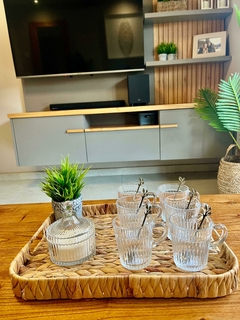 Tazas de vidrio rayas x6