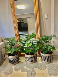 Canasto fibras Naturales combinado con negro - comprar online