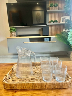 Set jarra + 6 vasos de vidrio