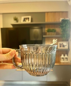 Tazas de vidrio labradas plata x2