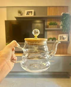 Tetera de vidrio con tapa de madera 700 ml