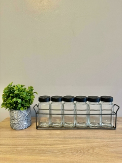 Set especieros de vidrio x6 con base metálica