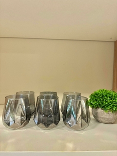Vasos de vidrio plata x6
