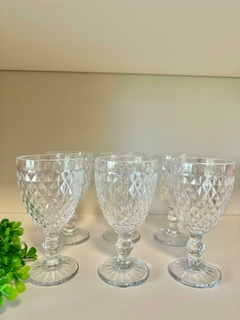 Copas de vidrio diamantes transparentes x6