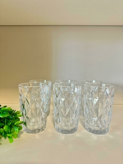 Vasos de vidrio rombos x6 (altos)