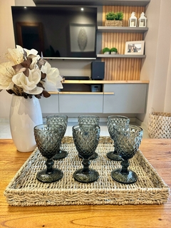 Copas de vidrio diamante gris x6