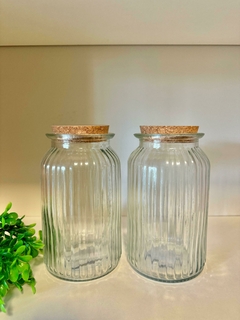 Set x2 frascos de vidrio con tapa de corcho (1500 ml)
