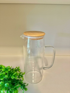 Jarra de vidrio 1l c/ tapa madera