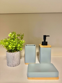 Set de Baño Cerámica y Bambú x 3 pzas en internet