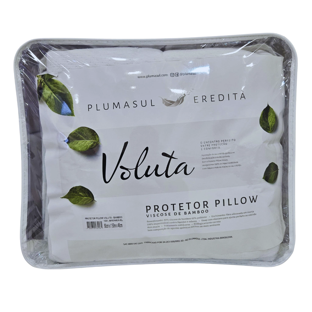 PROTETOR DE COLCHÃO IMPERMEÁVEL VOLUTA COM PILLOW EM VISCOSE DE BAMBOO