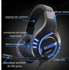 Fone De Ouvido Headset Gamer Com Led Para Computador Jogos Xbox Ps4 - comprar online