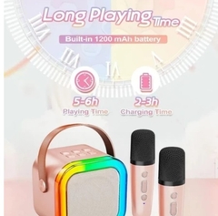 Alto-falante portátil sem fio bluetooth máquina karaoke, multi-função, 1-2 microfone, leitor de música para crianças, adultos, casa na internet