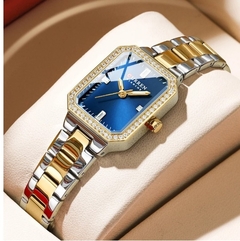 Curren 9102 relógio de diamante retângulo dial com pulseira de aço inoxidável moda vestido relógios de quartzo para mulher reloj mujer