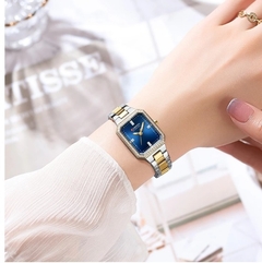 Curren 9102 relógio de diamante retângulo dial com pulseira de aço inoxidável moda vestido relógios de quartzo para mulher reloj mujer - loja online