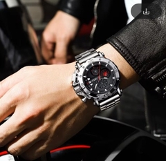 Imagem do Crrju relogio masculino para homens marca superior luxo grande dial aço inoxidável à prova dwaterproof água cronógrafo relógios de pulso com data
