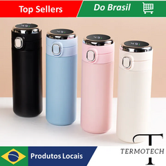 Imagem do SUPER Garrafa Térmica 400ML Com Led Termômetro Inox Agua Café Squeeze Térmica Digi