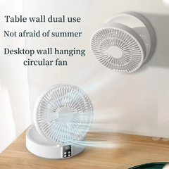 Ventilador Elétrico Portátil de Parede com Controle Remoto, Recarregável, USB