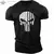 Camiseta masculina com gola em O com impressão 3D, crânios patriótico militar