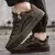 Imagem do Sapatos masculinos de couro casual, tênis masculino, tênis de plataforma preto