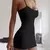 Vestido feminino com suspensor de cinta de espaguete, sexy, monocromático, vest - loja online