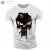 Camiseta masculina com gola em O com impressão 3D, crânios patriótico militar na internet
