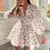 Elegante vestido curto feminino, decote em v estampado, borda rendada, férias d - comprar online