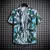 Camisa estampada de manga curta tropical masculina, tops casuais unissex, 14 nú
