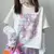 Camiseta feminina E Girl Anime Harajuku com capa de braço, top gráficos kawaii - loja online