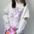 Camiseta feminina E Girl Anime Harajuku com capa de braço, top gráficos kawaii na internet