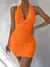 Mini vestido sem costas sem mangas em V feminino, vestido branco, sexy clubwear, na internet