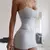 Vestido feminino com suspensor de cinta de espaguete, sexy, monocromático, vest