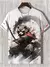 Imagem do Camiseta masculina estilo japonês Samurai Cat gráfica 3D impressa, camiseta ca