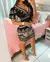 Vestido curto de manga sino bodycon feminino, mini vestido com estampa tribal, e