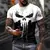 Camiseta masculina com gola em O com impressão 3D, crânios patriótico militar
