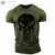 Camiseta masculina com gola em O com impressão 3D, crânios patriótico militar