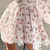 Elegante vestido curto feminino, decote em v estampado, borda rendada, férias d - loja online