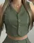 Shorts de bolso e colete sem mangas com gola em v para mulheres, roupas sólidas - loja online