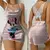 Mulheres Mickey Mouse Minnie Estampa Cetim Suspender Camisola, Gola V, Sem Costa