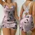 Mulheres Mickey Mouse Minnie Estampa Cetim Suspender Camisola, Gola V, Sem Costa na internet