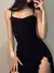 Vestido de suspensão de baile preto vintage feminino, vestidos curtos sem manga
