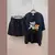 Dongdaemun-terno esportivo feminino de duas peças, tops de manga curta, tweed c