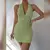 Mini vestido sem costas sem mangas em V feminino, vestido branco, sexy clubwear,