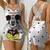 Mulheres Mickey Mouse Minnie Estampa Cetim Suspender Camisola, Gola V, Sem Costa na internet