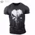Camiseta masculina com gola em O com impressão 3D, crânios patriótico militar na internet