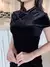 Vestido apertado chinês feminino, Manga curta, Veludo, Elegante, Preto, Sexy, B - comprar online