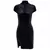 Vestido apertado chinês feminino, Manga curta, Veludo, Elegante, Preto, Sexy, B - DAPPER