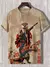Camiseta masculina estilo japonês Samurai Cat gráfica 3D impressa, camiseta ca - loja online