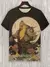 Imagem do Camiseta masculina estilo japonês Samurai Cat gráfica 3D impressa, camiseta ca