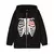 Hoodies de esqueleto extragrandes para mulheres, preto gótico, moletom com zíp - DAPPER